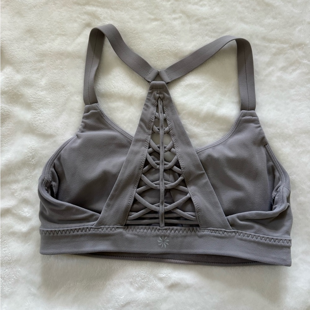 Athleta Charcoal Lace-Up Sports Bra